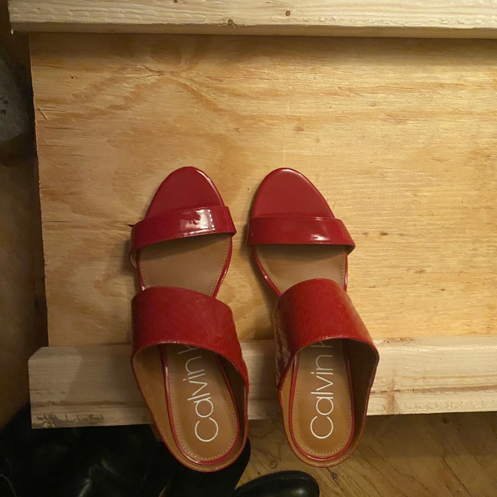 Calvin Klein new brand new never used red leather shoes